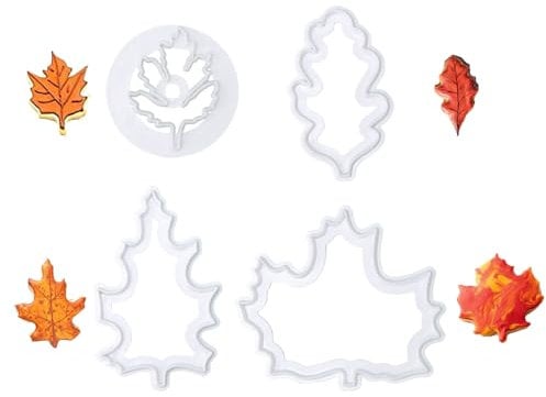 iwiio Autumn Leaf Cookie Cutters - Maple, Oak & Aspen Leaf Shapes for Fall & Thanksgiving Decorations