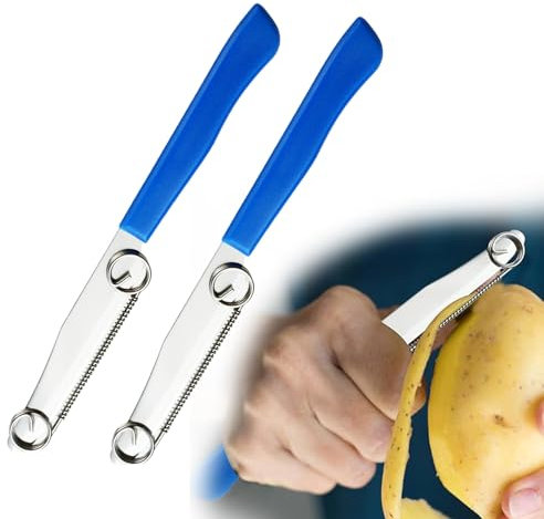 QTTRPCU 2 Stück Edelstahl 3 in 1 Multi-Functional Quick Slicing Knife, Fruit Vegetable Julienne Schäler, Peeler