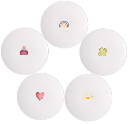 Villeroy & Boch With Love Lot de 5 assiettes à petit-déjeuner 21 x 21 x 2,5 cm, petite assiette pour gâteaux, salades et desserts, porcelaine de qualité supérieure, passe au lave-vaisselle et au