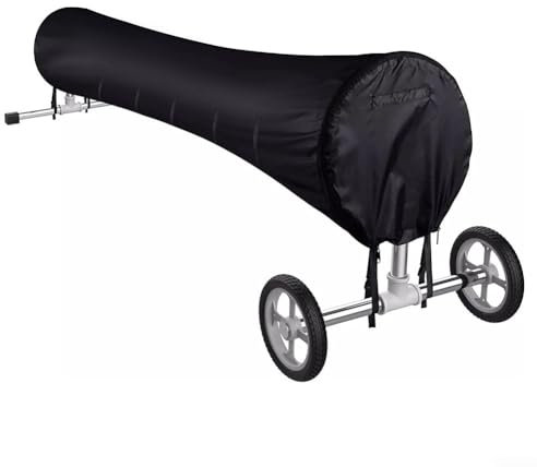 Premium All Weather Pool Cover Reel with Adjustable Straps, Black, Multiple Sizes (20FT)