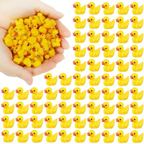 60 Stück Mini Enten Harz,Mini Resin Ducks,Gelb Miniatur Enten Figuren,Mini Enten für Dekoration,Aquarium,Miniaturgarten,Bonsai,Fischbecken,Puppenhaus, Topfdekorationen,DIY-Zubehör Heimdekoration