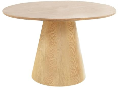 AltoBuy Caracas - Table Ronde 120cm Pied Central MDF Placage Frêne