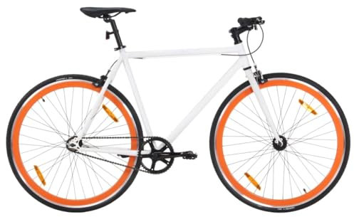 Lauuoeriau Furniture Select Fixed Gear Bike White and Orange 700c 51 cm