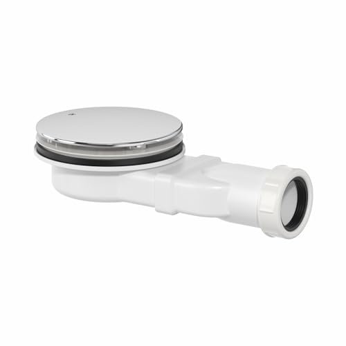 Baystone® Slimline Shower Tray Waste 90mm Trap Easy Clean Quick Fit Drain Cover Bathroom Replacement Traps, Chrome