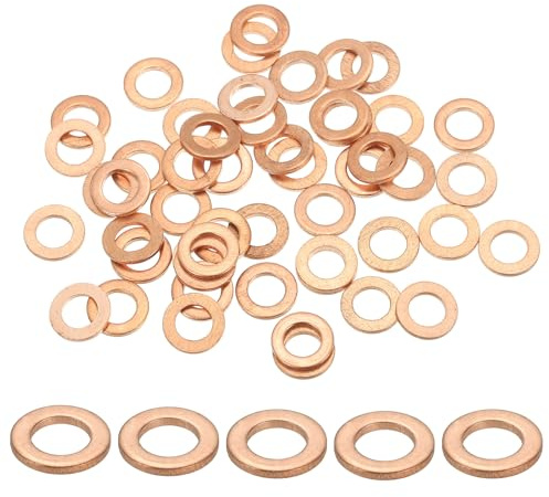 PATIKIL Joint Cuivre M5, 50 Pièces 5mm ID 9mm OD 1mm D'Épaisseur Rondelle Plate Métrique pour Vis Boulon Bouchons de Carter de Vidange