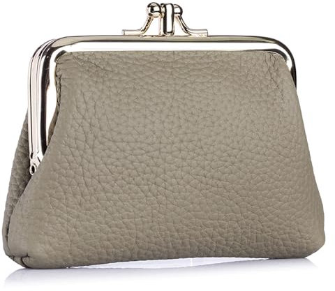 Karoukee Portefeuille en Cuir Pleine Fleur pour Femme, Porte-Monnaie Élégant Femme, Petite Porte-Monnaie, Portefeuille avec 2 Compartiments Séparés, Fermeture à Clip Dorée