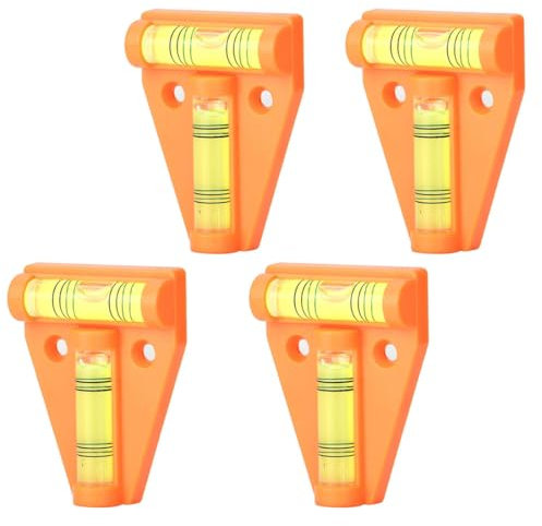 NOPKESV 4 Stück Wasserwaage Klein,Mini Wasserwaage,T-Wasserwaage Mehrzweck,Wohnmobil,Wohnwagen Zubehör,Kreuzwasserwaage,Wohnwagen Gadgets Wasserdich,für Wohnmobil-Möbel (Orange)