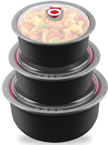 MEGYAD Set di 3 stoviglie per microonde con coperchio: stoviglie per microonde, 260/480/900 ml, contenitore per il pranzo per lavastoviglie, microonde, forno, frigorifero