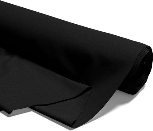 Coton au Mètre - Tissu de Décoration Léger pour Enfants et Couture, Noir ou Blanc (NOIR, 1 mètre de 150 cm de Largeur)