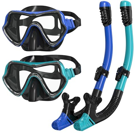 G2RISE SN02 Schnorchelset Erwachsene - Tauchermaske Taucherbrille Trockenschnorchel mit Breath Easy Airflow Tech & Anti-Fog Design für Herren und Damen (Kommt mit einem zusätzlichen Mundstück)