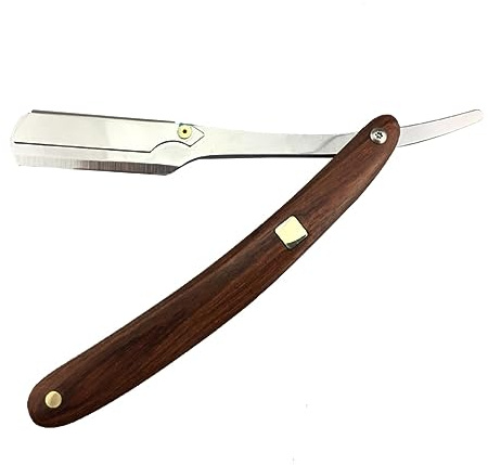 OATIPHO Handrasierer für Männer mit Holzgriff aus Metall Klappbar und Tragbar Vintage Stil Rasiermesser für Kurze Haare und Koteletten zu Hause und Friseursalon
