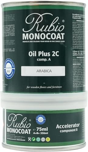 Rubio Monocoat Holzöl-Finish 14 m² - Arabica | Oil Plus 2C | Schnell trocknendes, umweltfreundliches Leinsamen-Holzöl für den Innenbereich, inkl. Beschleuniger (Teil B) | Protector | 350 ML