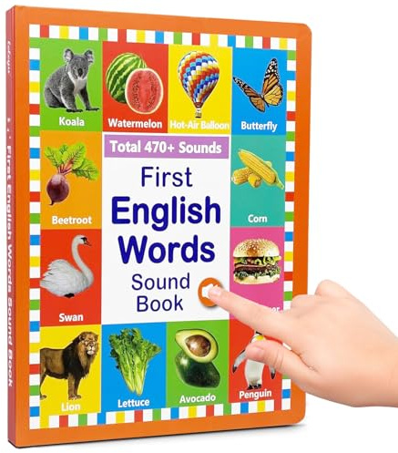 Englisch Wörter Buch - Interaktives Sprechendes Buch Zum Sprachenlernen,Vokabeltrainer Für Kinder Von 2 Bis 6 Jahren Mädchen Vorschulkinder