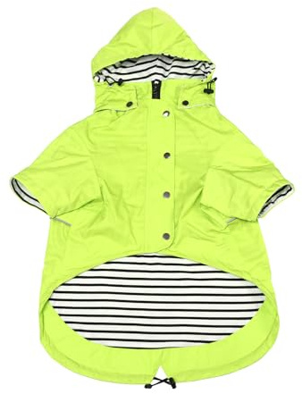 MOREZI Imperméable pour Chien, avec Boutons et Fermetures éclair réfléchissants, imperméable/Pluie, Cordon de Serrage réglable, Capuche Amovible-Vert-L