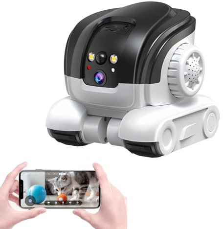 VBESTLIFE CAM Muesca Robot Pet, Cámara de Seguridad WiFi Interior de 1080p con Lente Dual con Conversación de 2 Vías, Detección de PIR, Visión Nocturna, Aplicación, para Mascotas, Ancianos