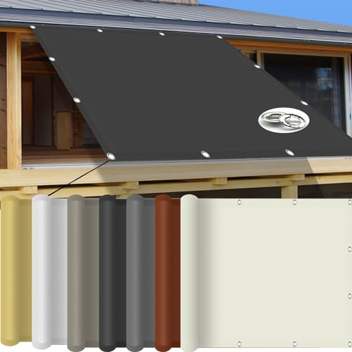 Markise, 3 x 3,5 m, Zaun für Terrasse und Camping, 95 % UV- und Windschutz, reißfest, Dunkelgrau