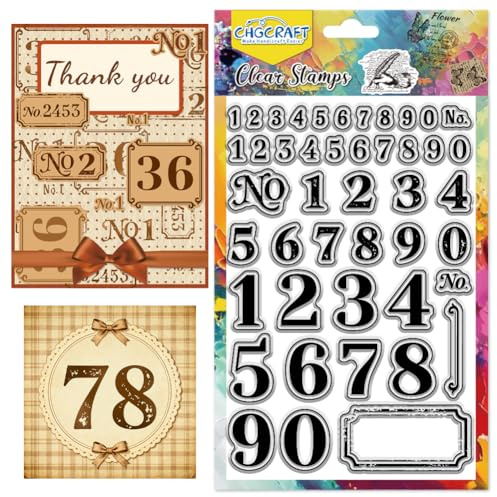 CHGCRAFT Klare Stempel Verschiedene Größen Zahlen Retro-Zahlen Transparente Stempel Etiketten Silikon-Klarsichtsiegel für DIY-Scrapbooking-Fotoalbum-Dekoration, 16×11 cm