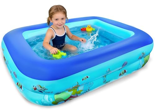 Piscina Gonfiabile Bambini Rettangolare, 120 cm Piscina per Bambini in PVC, Piscina Gonfiabile Rettangolare, Piscine Rettangolari Gonfiabili per Interni ed Esterni, Portatile e Resistente