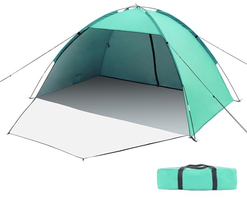 Strandtält för 1-3 Personer, UV-skydds Strandtält, Lättvikts Strandtält och Campingtält, Lätt att Installera och Bärbart, för Camping, Fiske, Picknick, Trädgård