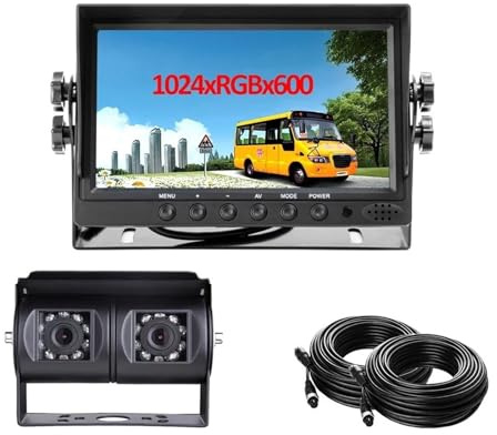 Arrière Caméra Caméra De Recul À Double Objectif avec Moniteur Recul 7 Pouces Kit pour Camping-Car Camping-Car Camion Et Bus Caméra Recul(KIT1-10m)