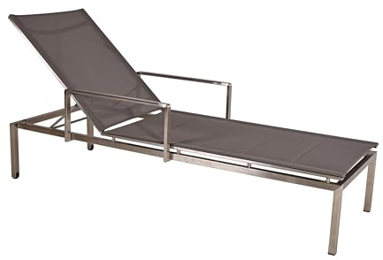 DELUKE Sonnenliege Eva 2er Set Verstellbar Taupe Edelstahl | Gartenliege Relaxliege Wetterfest
