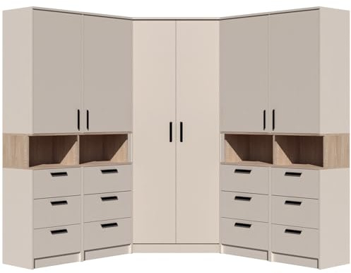 Marmex Meble Möbelset Grant Set 41C Eckschrank und 4 Regale Schlafzimmer Jugendzimmer Flur Wohnzimmer