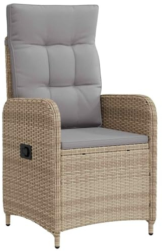 vidaXL Verstellbarer Gartenstuhl Beige und Hellgrau, Stylischer, wetterfester Liegestuhl, verstellbar für den Garten, Bequeme Sommerliege, leicht zu reinigen