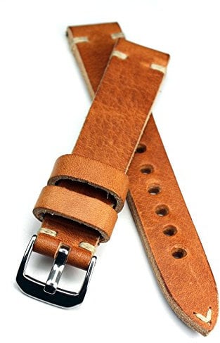 RIOS 1931 18mm Herren Leder Uhrenarmband Vintage Aviator hell Braun