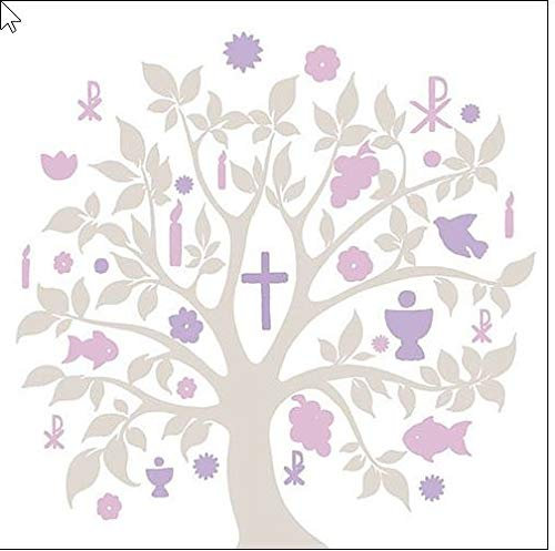 Ambiente Luxury Paper Products 40x Lunch Servietten Baum Mauve Taupe Kommunion Konfirmation Taufe Tischdeko Serviettendeko