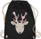 Turnbeutel Rucksack - Kompatibel mit Oktoberfest Tasche - Süßer Hirsch - Frühlingstiere - Unisize - Schwarz - sportbeutel kindergarten trachtentaschen bayrisch rehe beutel oktoberfestbekleidung
