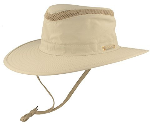 Breiter - Safarihut Buschhut Sonnenhut UV Schutz 30+ Atmungsaktiv leicht & faltbar mit verstellbarem Kinnband & geheimer Tasche