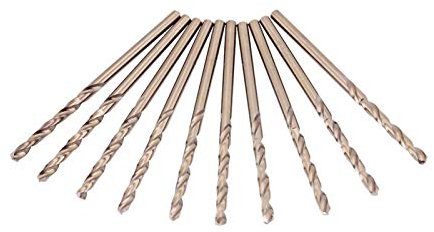 Juego de 10 brocas helicoidales de acero de cobalto M35 de alta velocidad (HSS) de 1 a 5 mm para taladrar en acero inoxidable