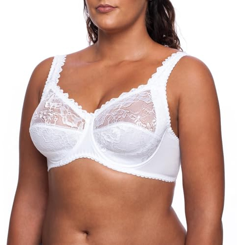 frugue Comfort Support Lace Minimiser Bra White UK 36 D