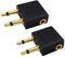 AAOTOKK Dual 3,5 mm (1/8 ) mâle à 3,5 mm Femelle AUX Audio Jack Adapter Converter pour l'utilisation d'un Casque sur Un vol en Avion (2 Pack)