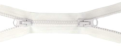 Jajasio 2 Wege Reißverschluss 80cm lang, 5mm Kunststoff Zweiwege Farbe: weiss