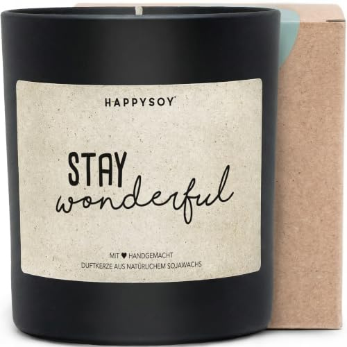 Stay Wonderful - Duftkerze mit Spruch als liebevolles Geschenk für Freundin, beste Freundin, Dankeschön, Kerze im Glas mit blumigem Duft