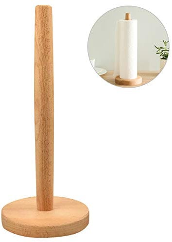 WEONE Küchenrollenhalter, Holz-Papierturmständer mit Anti-Rutsch-Pad, runder Seidenpapierrollenhalter für Küche, Schlafzimmer, Badezimmer, Fadennähen, 31 x 13 cm