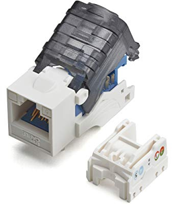 TRUE CABLE Cat6 Toolless Keystone Jack, Unshielded (UTP), PoE++ (4PPoE) 100W, UL Listed, ETL Verified, ANSI/TIA Certified, Modular RJ45 Female, White, 2 Pack
