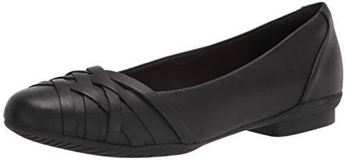 Clarks Damen Sara Clover Ballerinas, Schwarz Leder, 40 EU Schmal