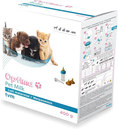TVM Optima Pet Milk | 400 g | Latte per cuccioli di cani, gatti e animali domestici | Può contribuire a una digestione ottimale e a una crescita armoniosa | Arricchito con DHA
