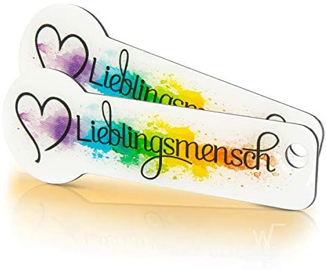 Einkaufswagenlöser ® Lieblingsmensch® bunt/Schlüsselanhänger Einkaufschip mit Schlüsselfundservice/Abziehbarer Einkaufswagenchip Metall, Chip Einkaufswagen, Key Finder / 2 Stück