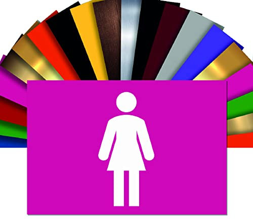 Toilettenschild Damen (Femme) – Aufkleber WC Türschild PVC 10 x 15 cm – 21 Couleurs Disponibles - 21 Farben erhältlich (Rose/Rosa)