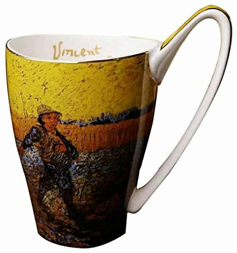 YBK Tech Bone China Coffee Mug, 16oz Large Tea Cup - Design Inspired by Van Gogh's Paintings (The Sower)