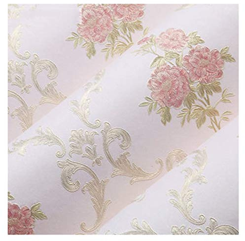 Carta da parati Carta Da Parati Autoadesiva Modello Damascato Rosa, Carta Da Parati Mobile Facile Da Incollare E Peeling, 0.53x9m Adesivi Per La Decorazione Della Casa