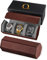 QWATCHBANDS Napa-Leder-Uhrenrollen für Herren – sechseckige Uhrenrolle für Uhren – Aufbewahrungs-Organizer aus echtem Leder mit Samt-Innenausstellung, 3 - Braun / Grau, Triple