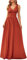 Ever-Pretty Robe de Soirée Longue Femme Décolleté en V en Mousseline de Soie Classique 48 Orange brûlée