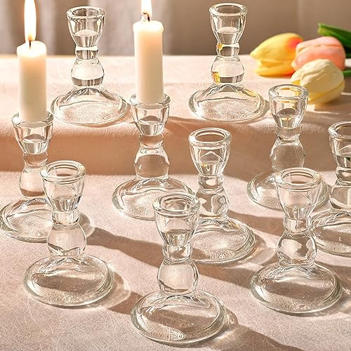 Lanttu 24 Pcs Candlestick Holders Bulk 3.55''x2.56'' Taper Candle Holders