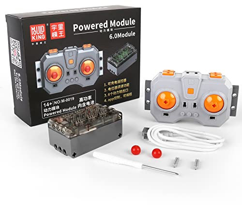 Mould King M0019 6.0 Powered Module, inklusive wiederaufladbarer Fernbedienung und Batteriebox, 6 Power Output Port Upgrade Zubehör (APP-Steuerung/programmierbar), kompatibel mit -Technik