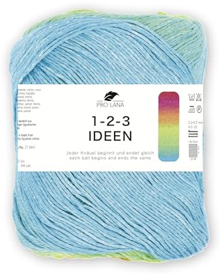 Pro Lana 1-2-3 IDEEN, weiches Sommergarn, 100% Baumwolle, 100g/310m Lauflänge, NS3,0-4,0 (türkis/grün/pink)