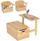 Maxmass 3 in 1 Toddler Table and Chair Set, Convertible Kids Bench Storage Chest with Safety Hinge, Wooden Toy Storage Box Children Toy Storage Organizer for Kids Room Playroom Daycare (Natural)